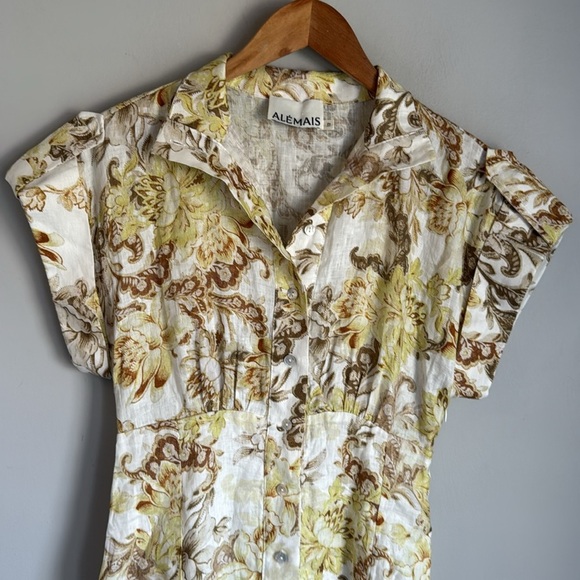 ALEMAIS linen floral mini dress 8 - Picture 3 of 12